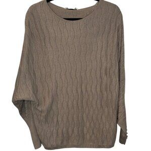 Melanie Lyne grey honeycomb knit dolman sleeve sweater size L NWT